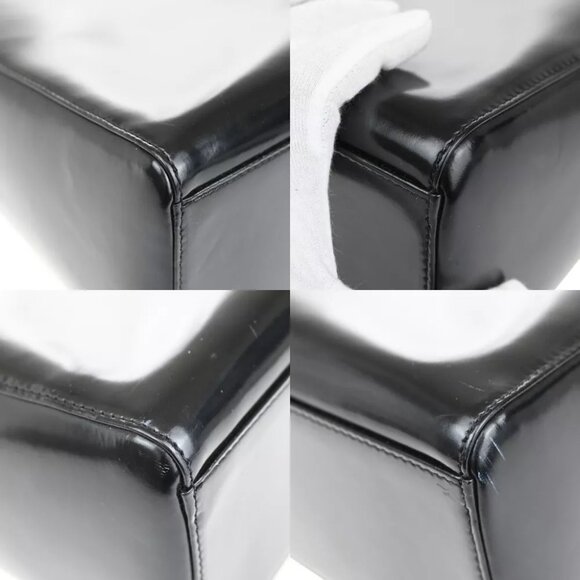 CHRISTIAN DIOR Lady Tote Hand Bag Patent Leather Black Silver Italy 12SH744 - Picture 10 of 16